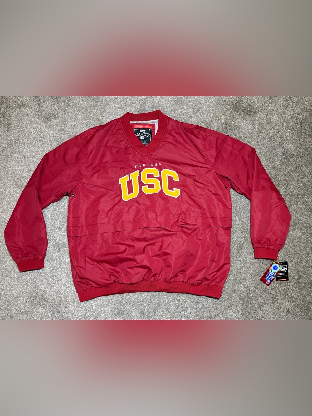 Size L - Men’s Franchise Club Cardinal USC Trojans Pullover Windbreaker Jacket